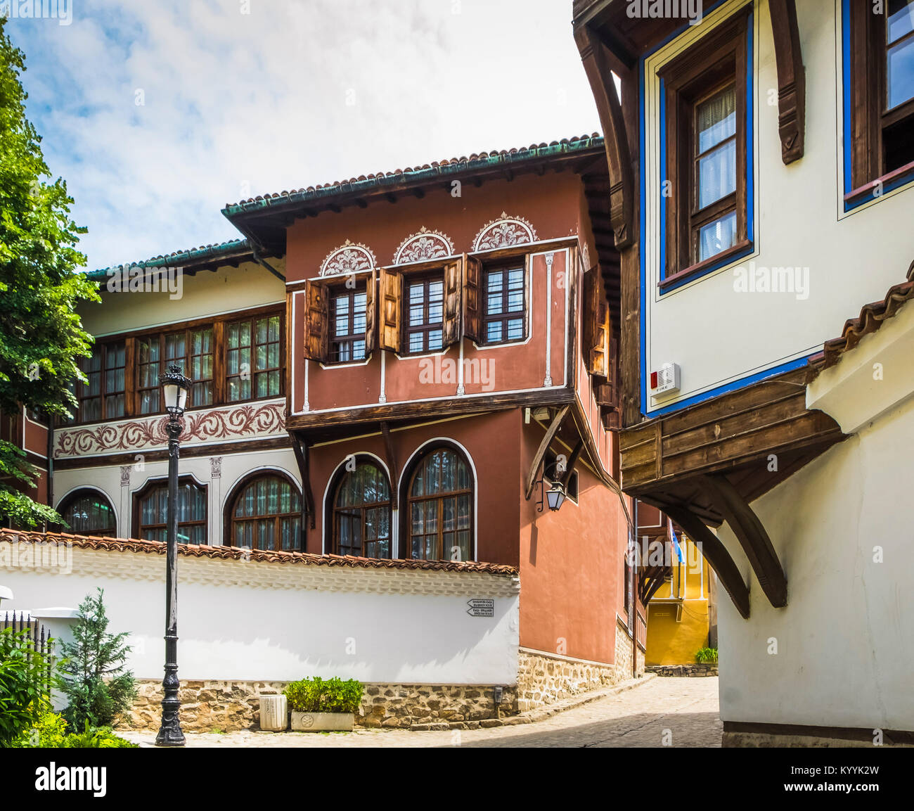 Old houses in the Old Town, Plovdiv city, Bulgaria, Europe Stock Photo