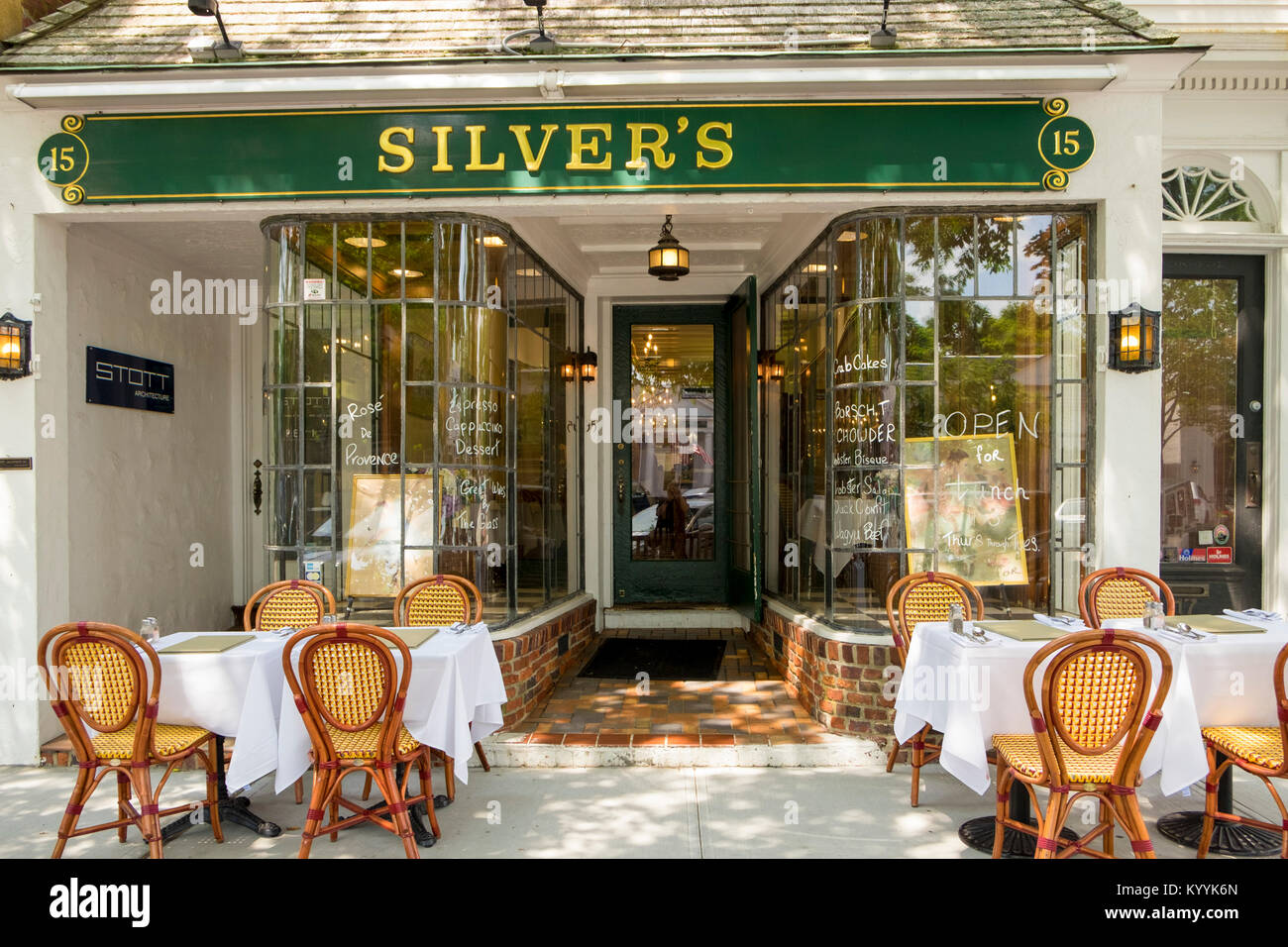 Long Island, Silvers restaurant in Southampton village, The Hamptons, New York, USA Stock Photo