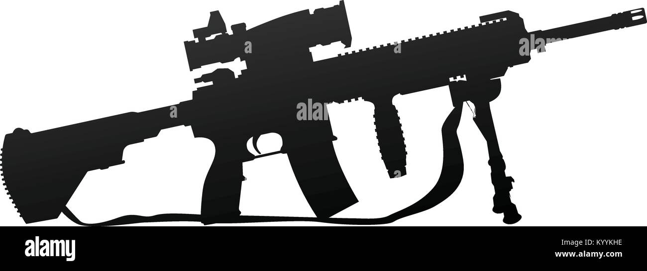Military Style Automatic Rifle Silhouette Vector Illustration Stock Vector
