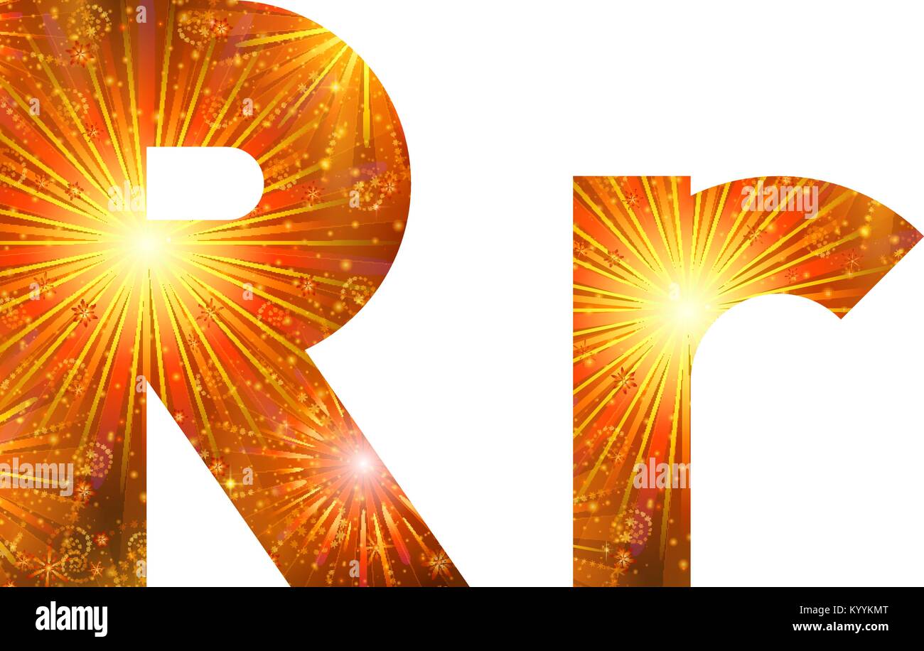 Set of letters, firework, R Stock Vector