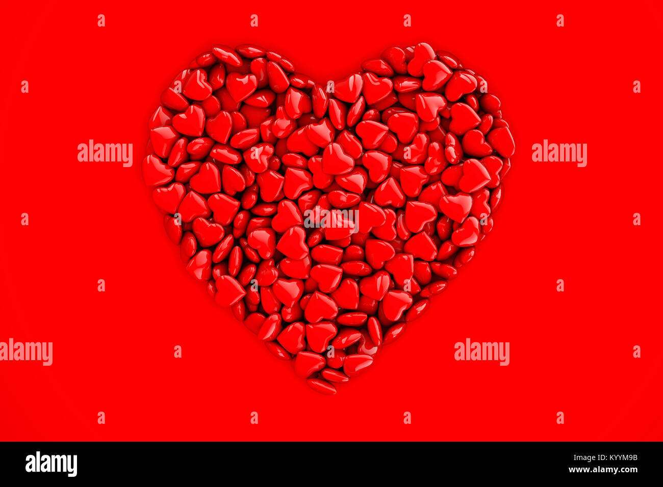 Collection of red love hearts forming a heart shape background Stock ...