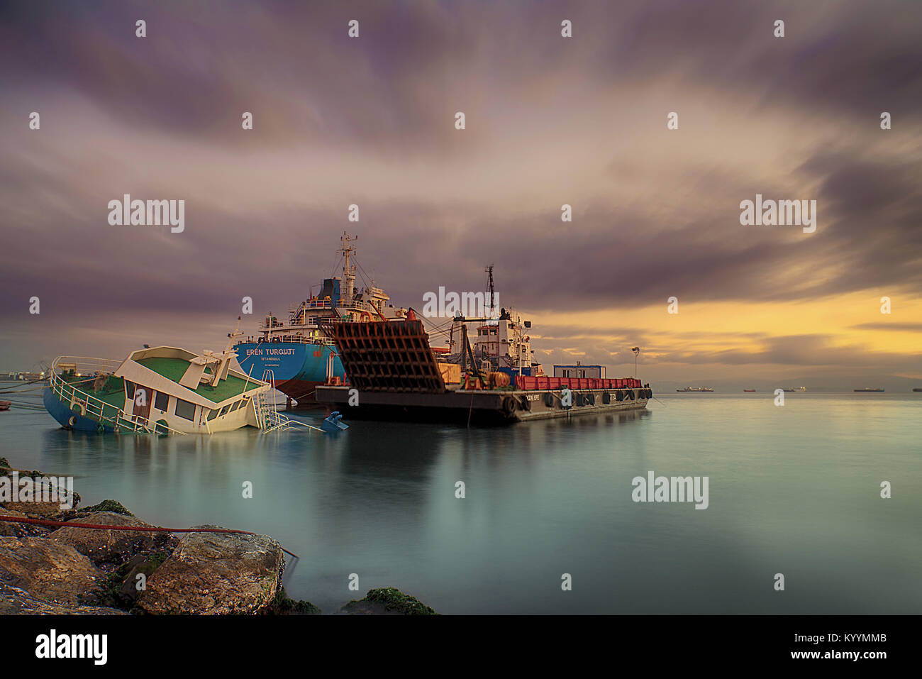 sunken ship Stock Photo