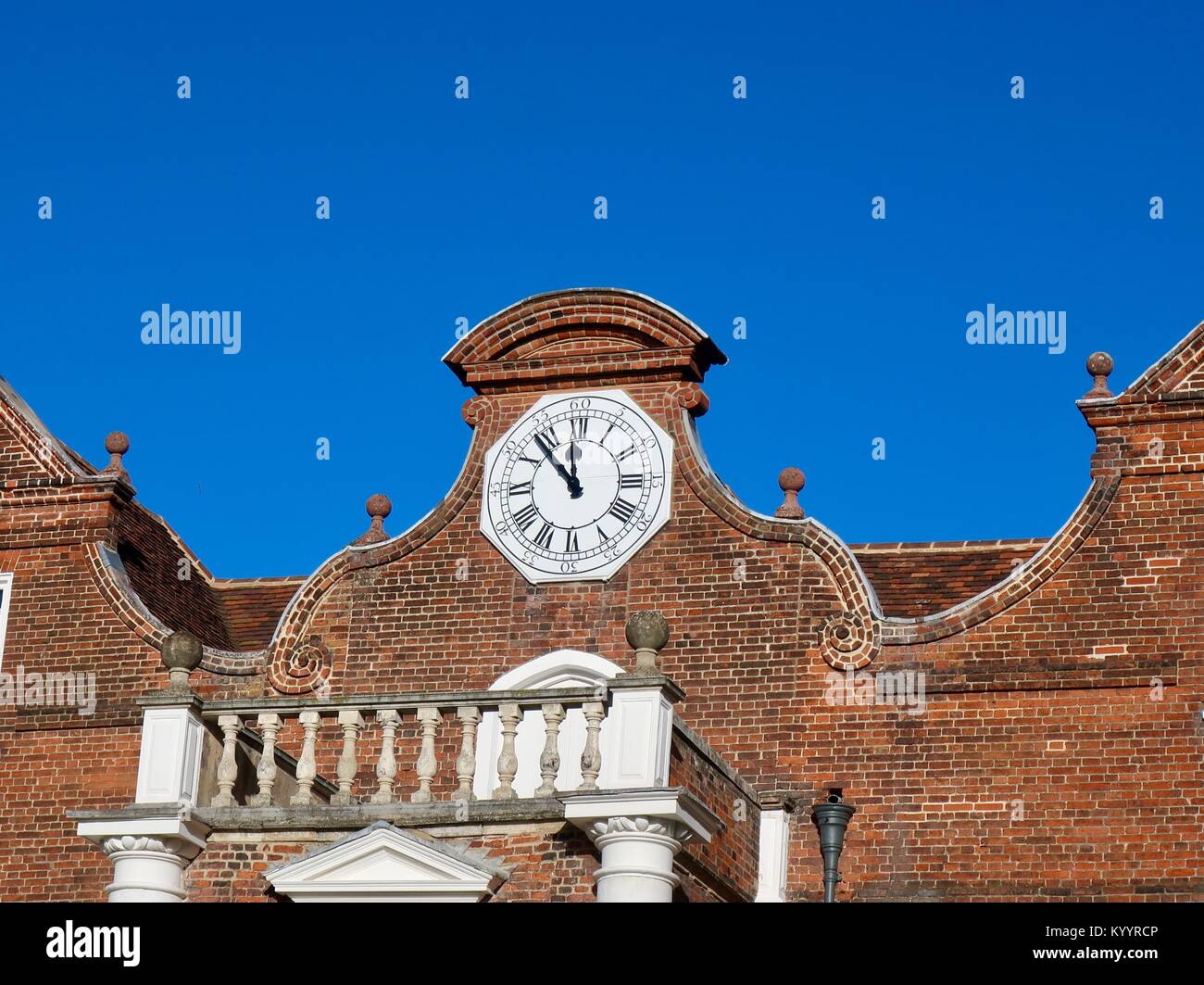The clock on Christchurch mansion in Christchurch Park. Ipswich
