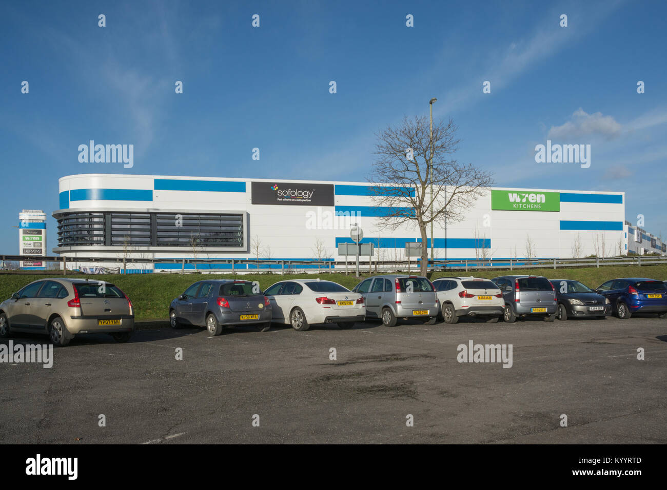 The new Horizon retail park in Farnborough, Hampshire, UK, in January 2018 Stock Photo