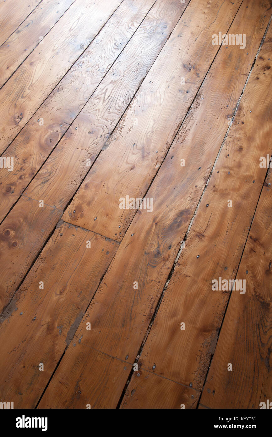 Old Wooden Floor Boards After Restoration Stock Photo