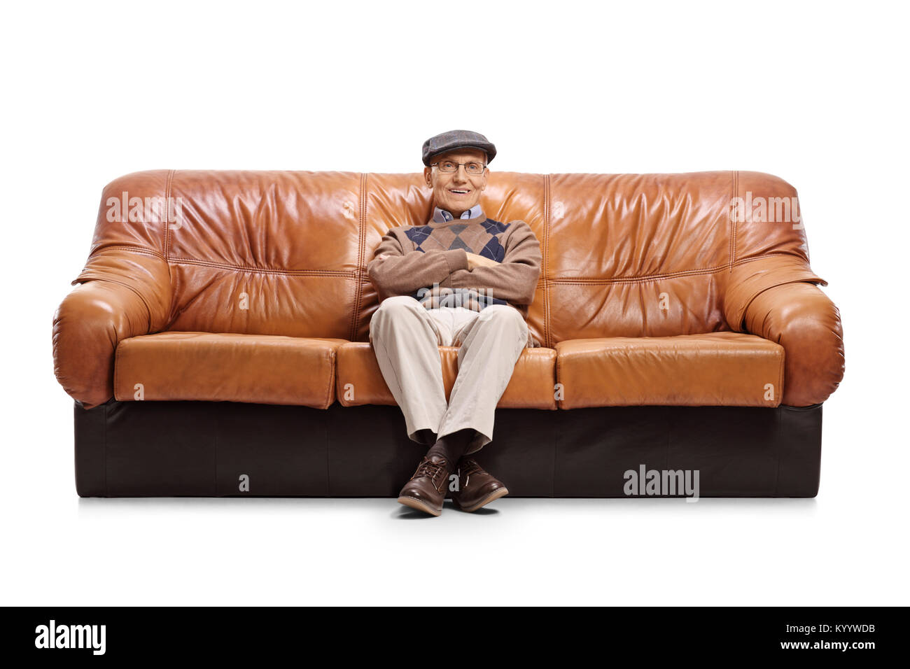 Elderly Person Sitting On The Couch Cut Out Stock Images