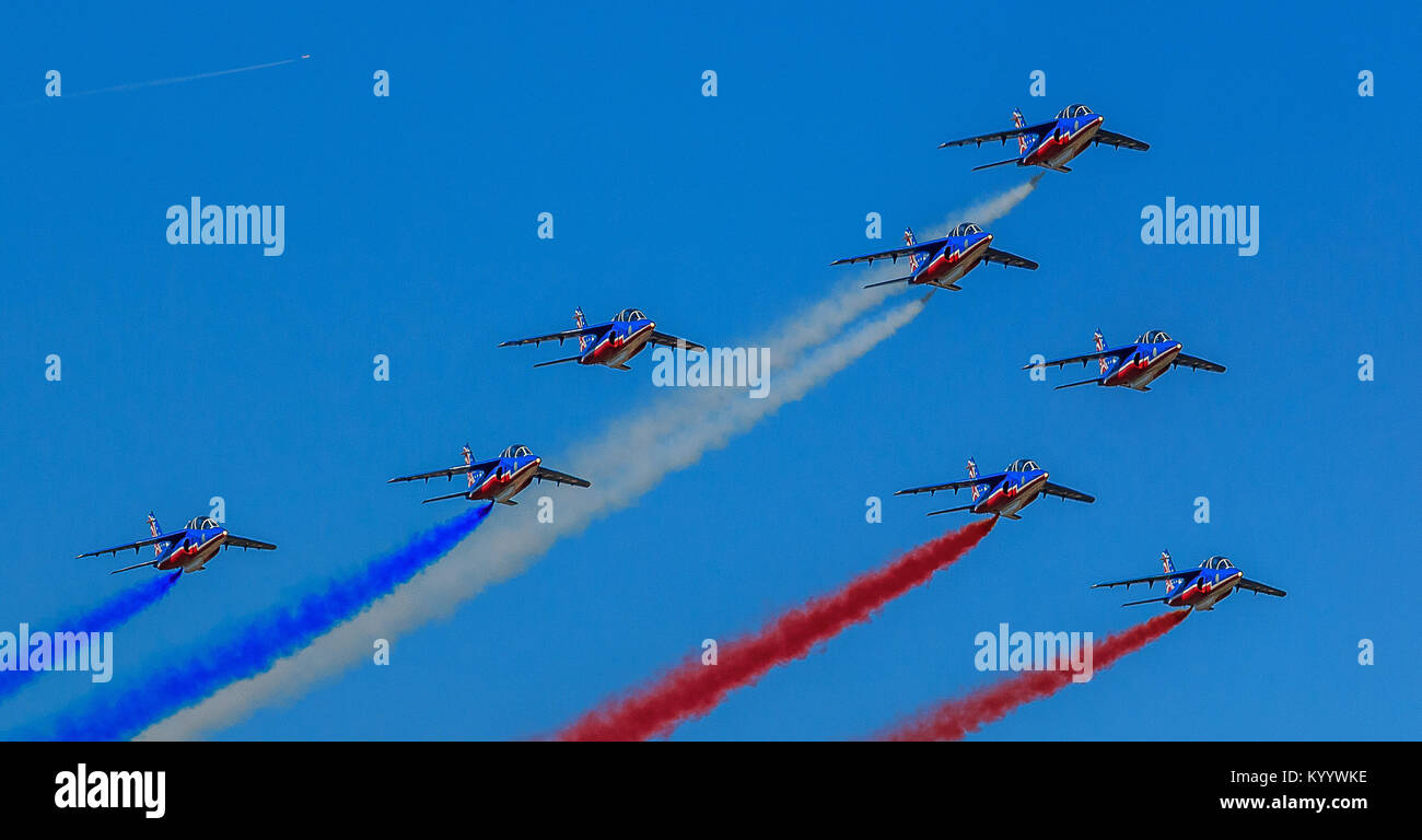 Patrouille de France aircraft flying Stock Photo
