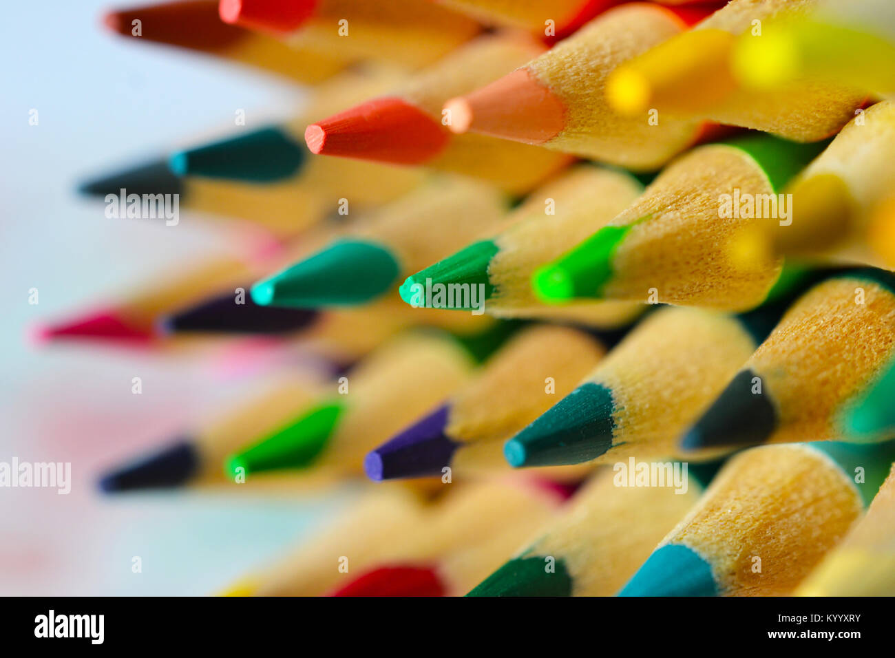 Colored Pencil Tips horizontal Stock Photo