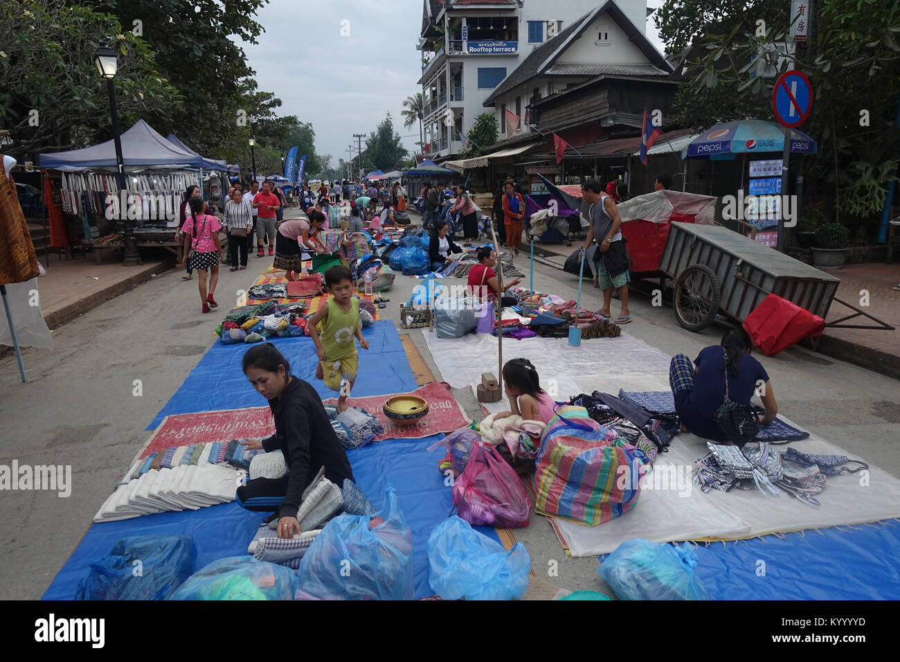 Laos Luang Prabang market Stock Photo