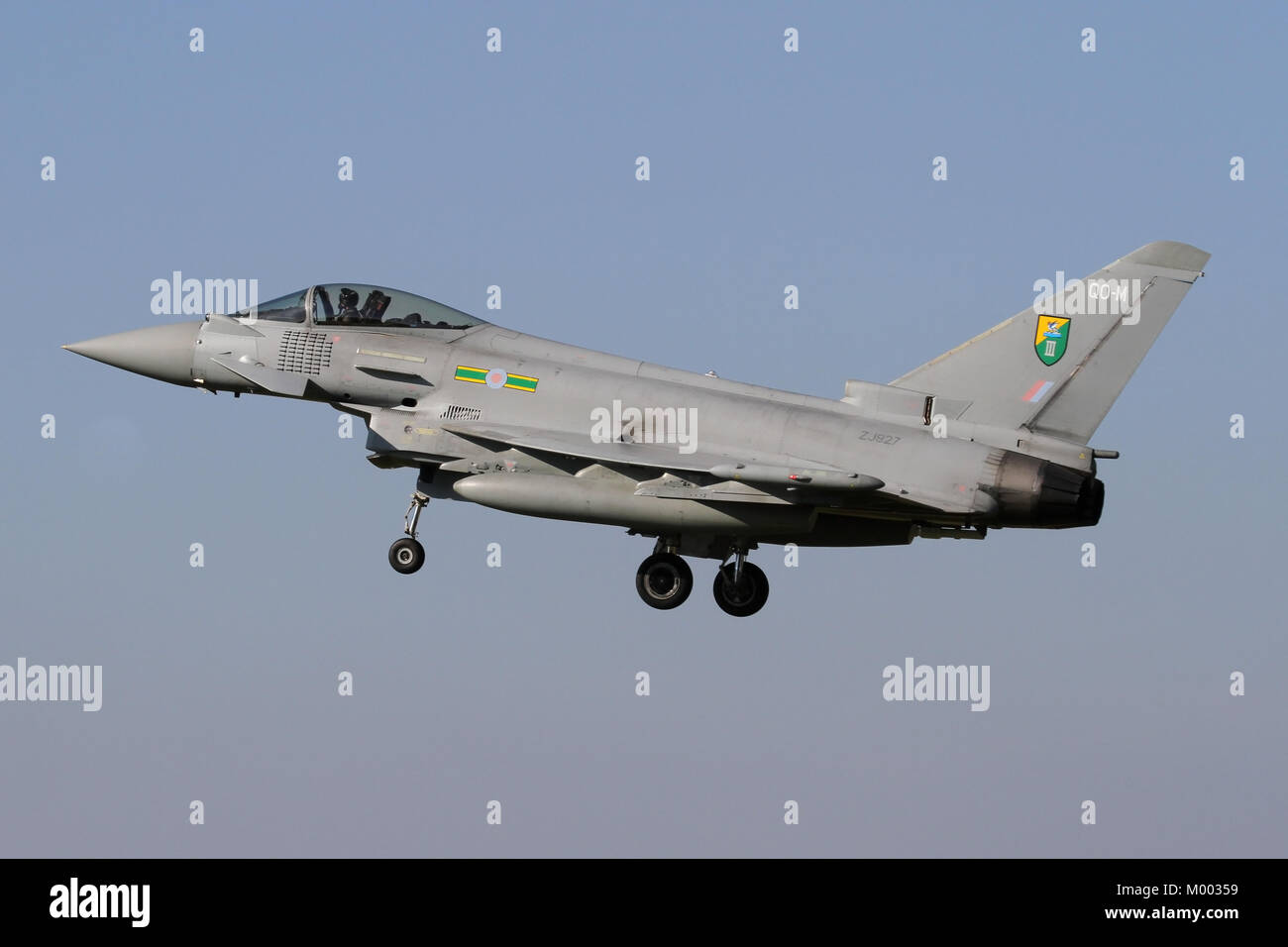 The Royal Air Force Eurofighter Typhoon that flew the most operational missions over Libya in operation Ellamy during 2011, as seen by bomb symbols. Stock Photo