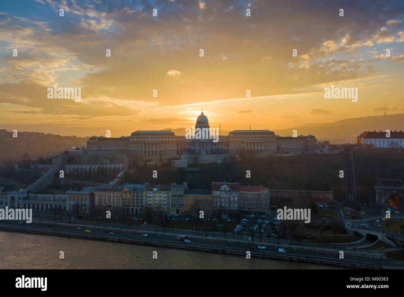 Budapest, Hungary - Panoramic skyline view of Buda Castle Royal Palace ...