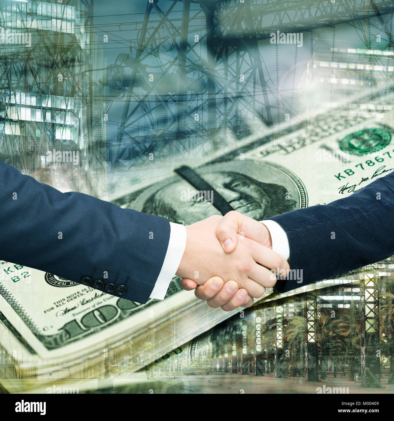 Strong handshake of businessmen confirming successful business ...