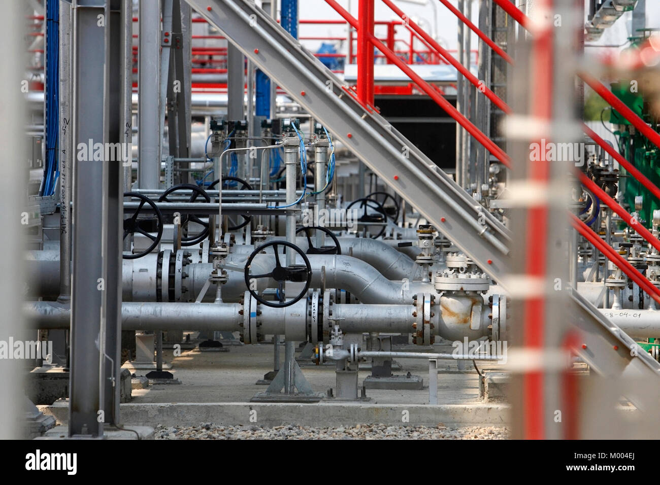 Tubes for liquefied oil gas in factory Stock Photo