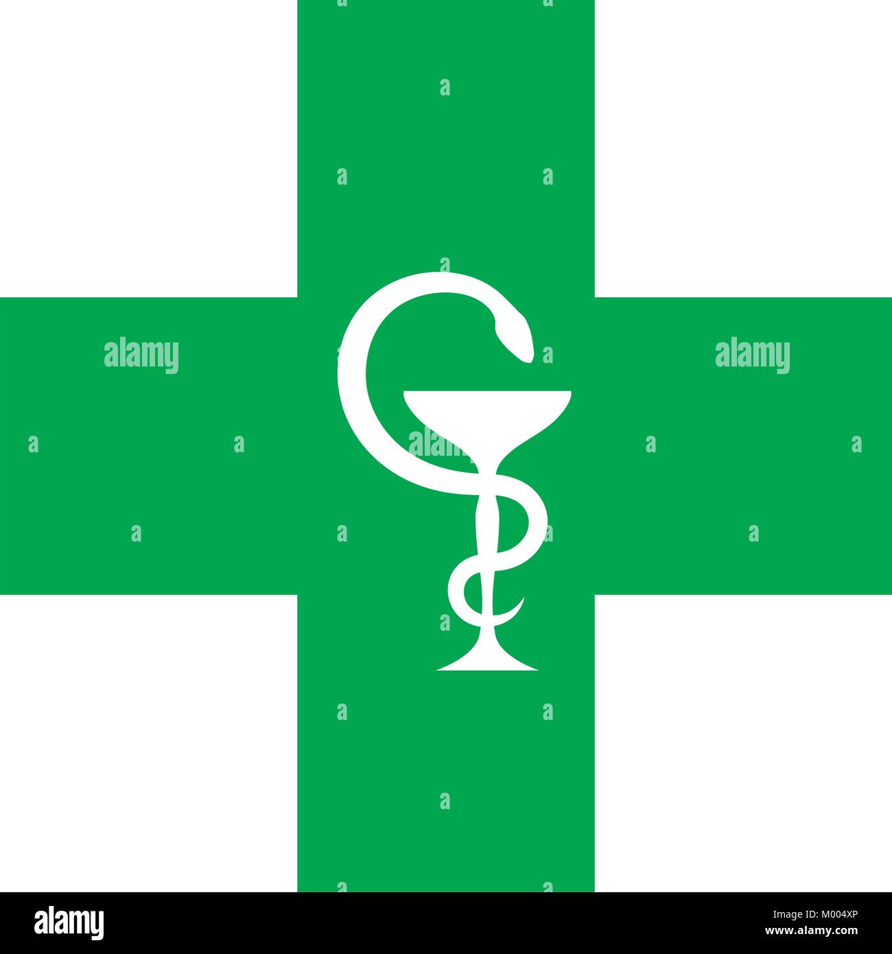 Medical Cross (with the bowl of Hygeia). Modern Emblem of healthcare, medicine and pharmacy. Stock Vector