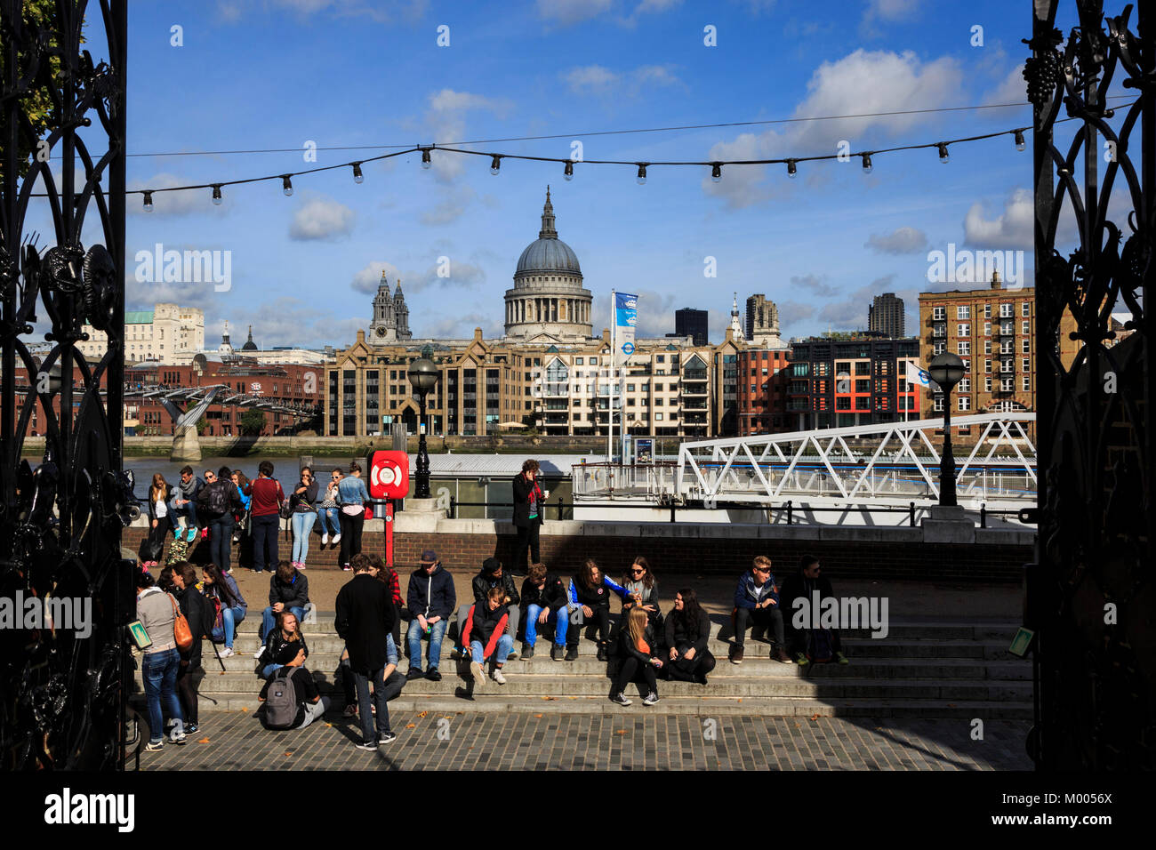 View of St Paul's Cathedral from Shakespeare's Globe, Globe Theatre, London, England, United Kingdom Stock Photo