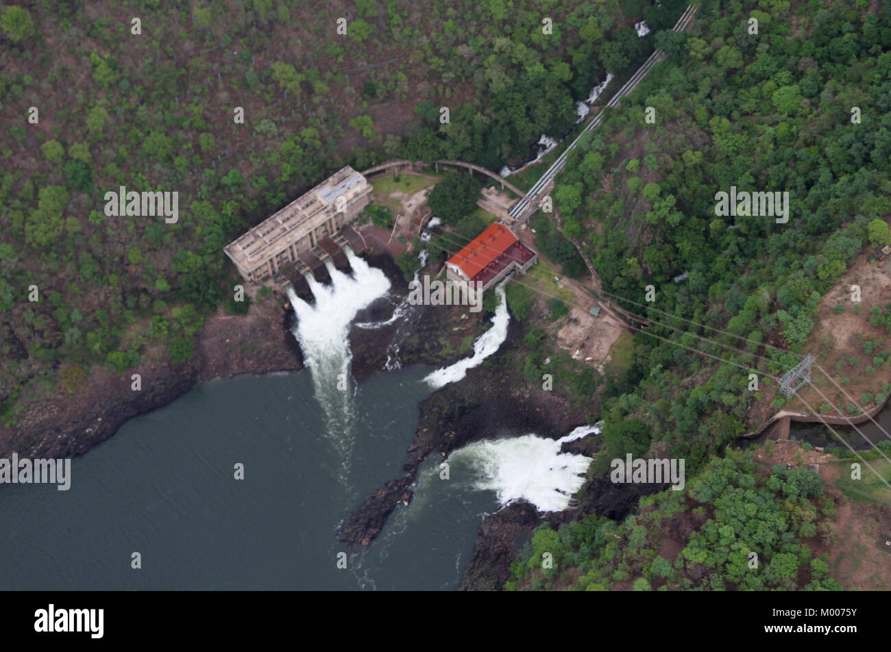 Victoria Falls Power Station near Victoria Falls Bridge, Mosi-Oa-Tunya, Zimbabwe. Stock Photo