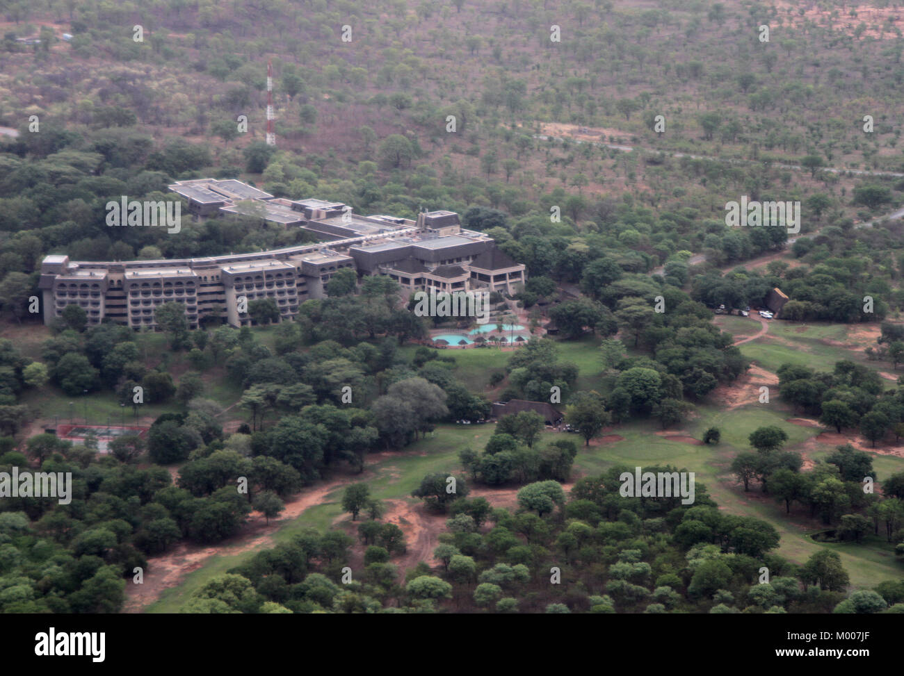 Elephant Hills Intercontinental Hotel surrounded by forest, Victoria Falls, Zimbabwe. Stock Photo