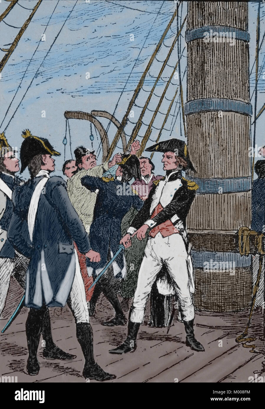 Battle of Trafalgar, 1805. Napoleonic Wars. French Pierre-Charles Villeneuve (1763-1806) surrenders prisoner. Stock Photo