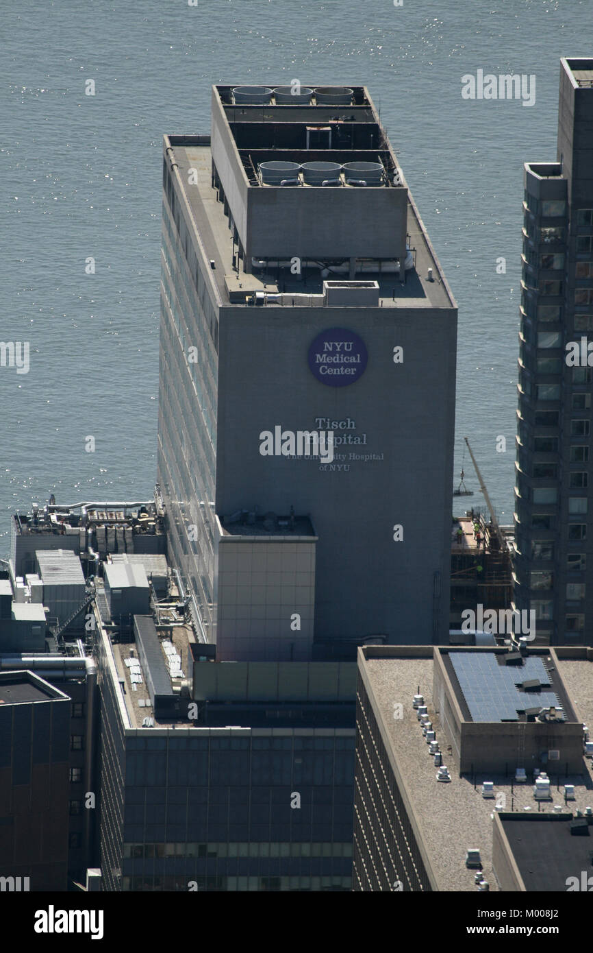 NYU Medical Center Tisch Hospital (university/school learning hospital as well) seen from the Empire State Building, New York City, New York State, US Stock Photo