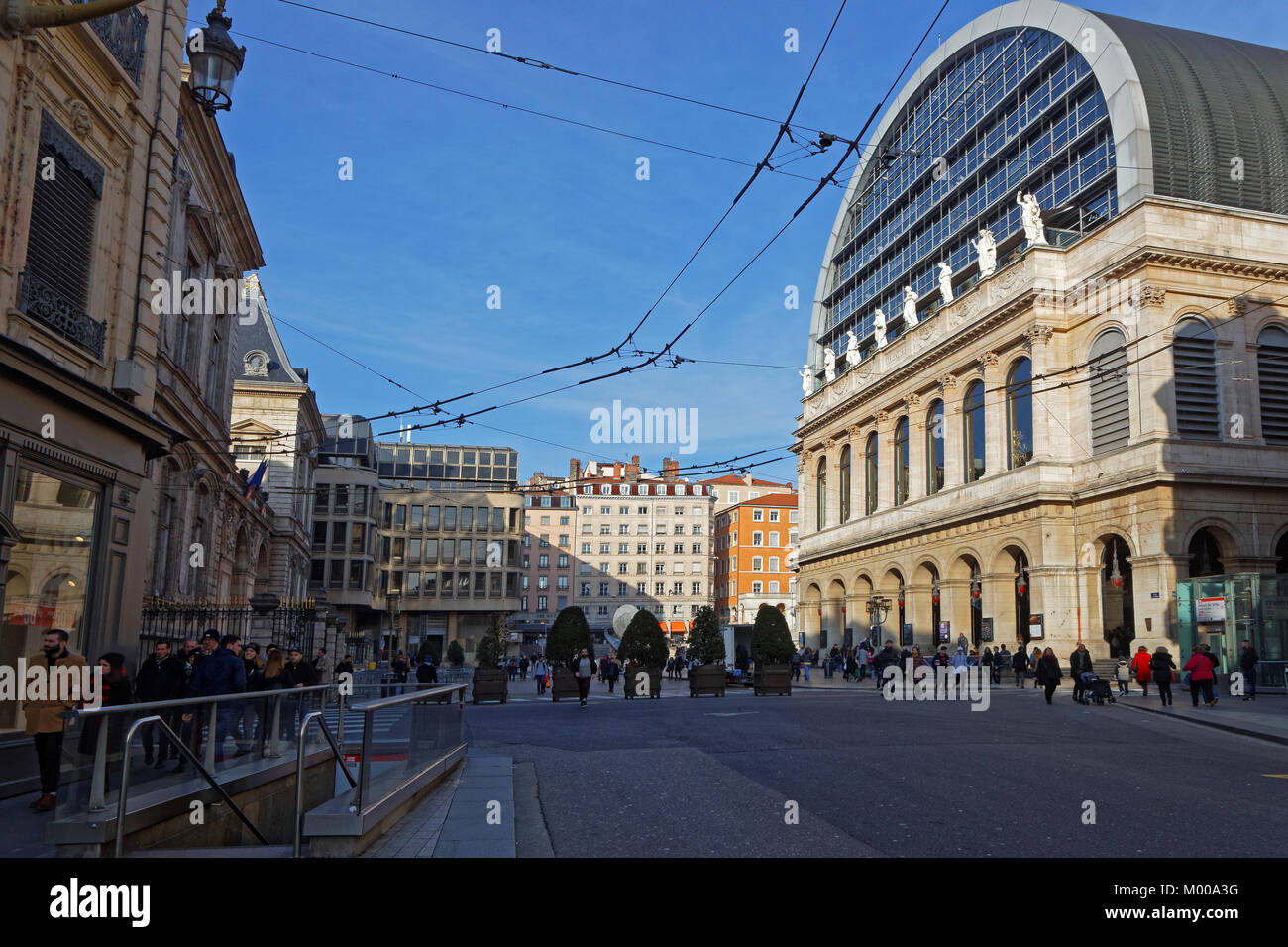 LYON, FRANCE, January 13, 2018 : The Opera. The Opera National de Lyon is a French opera company that performs in the Opera Nouvel, a modernized versi Stock Photo