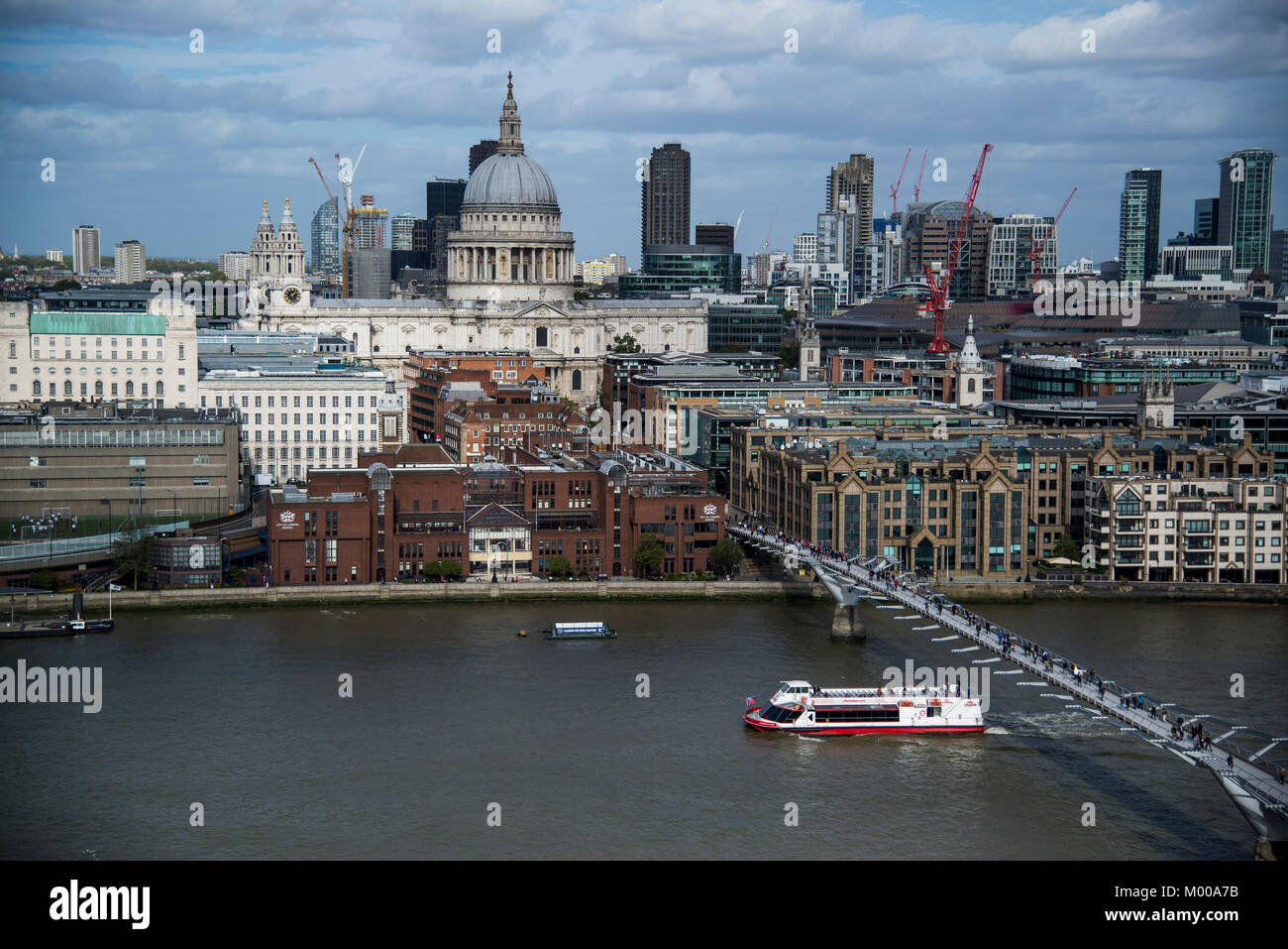 River Thames and St Pauls cathedral seen from the Tate Britain Museum London, 2017 Stock Photo