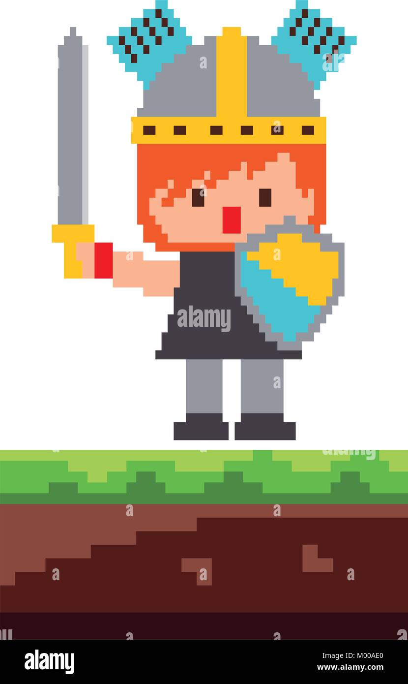 pixel character knight video game Stock Vector Image & Art - Alamy