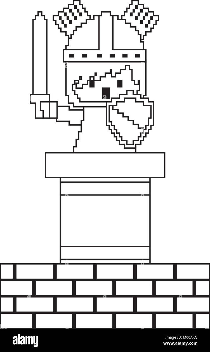 pixel character knight game wall brick Stock Vector Image & Art - Alamy