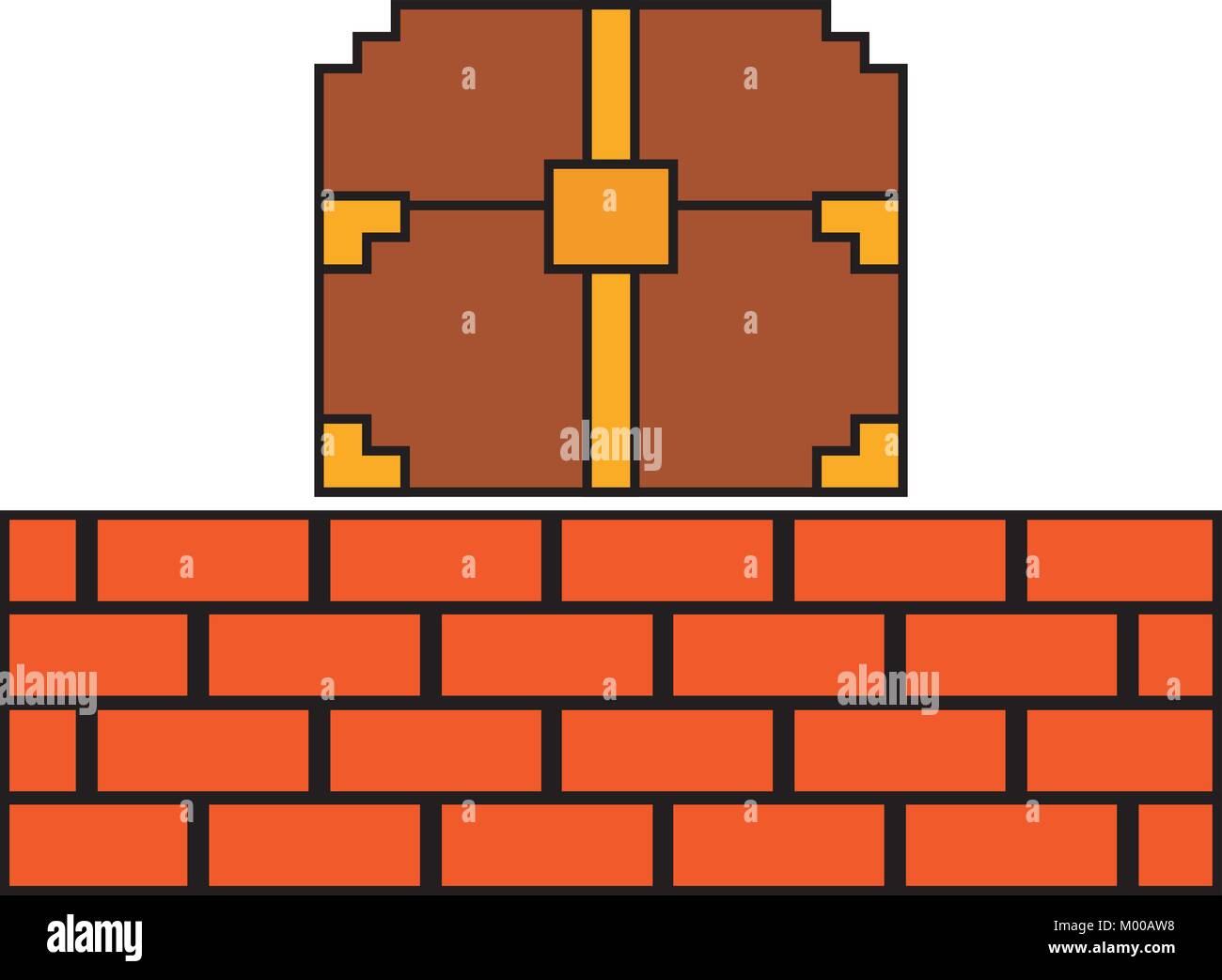 pixelated video game treasure chest brick wall Stock Vector Image & Art ...