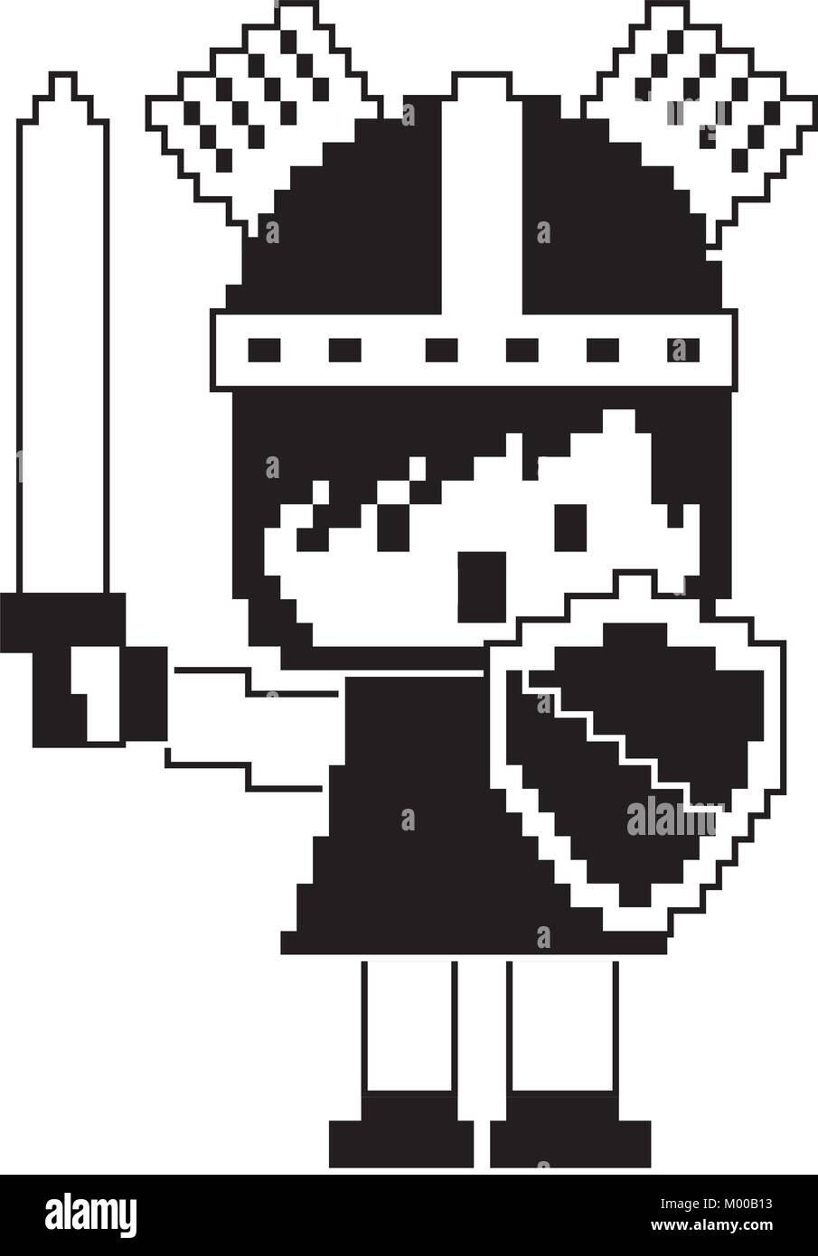 pixel character knight with sword and shield for games Stock Vector ...