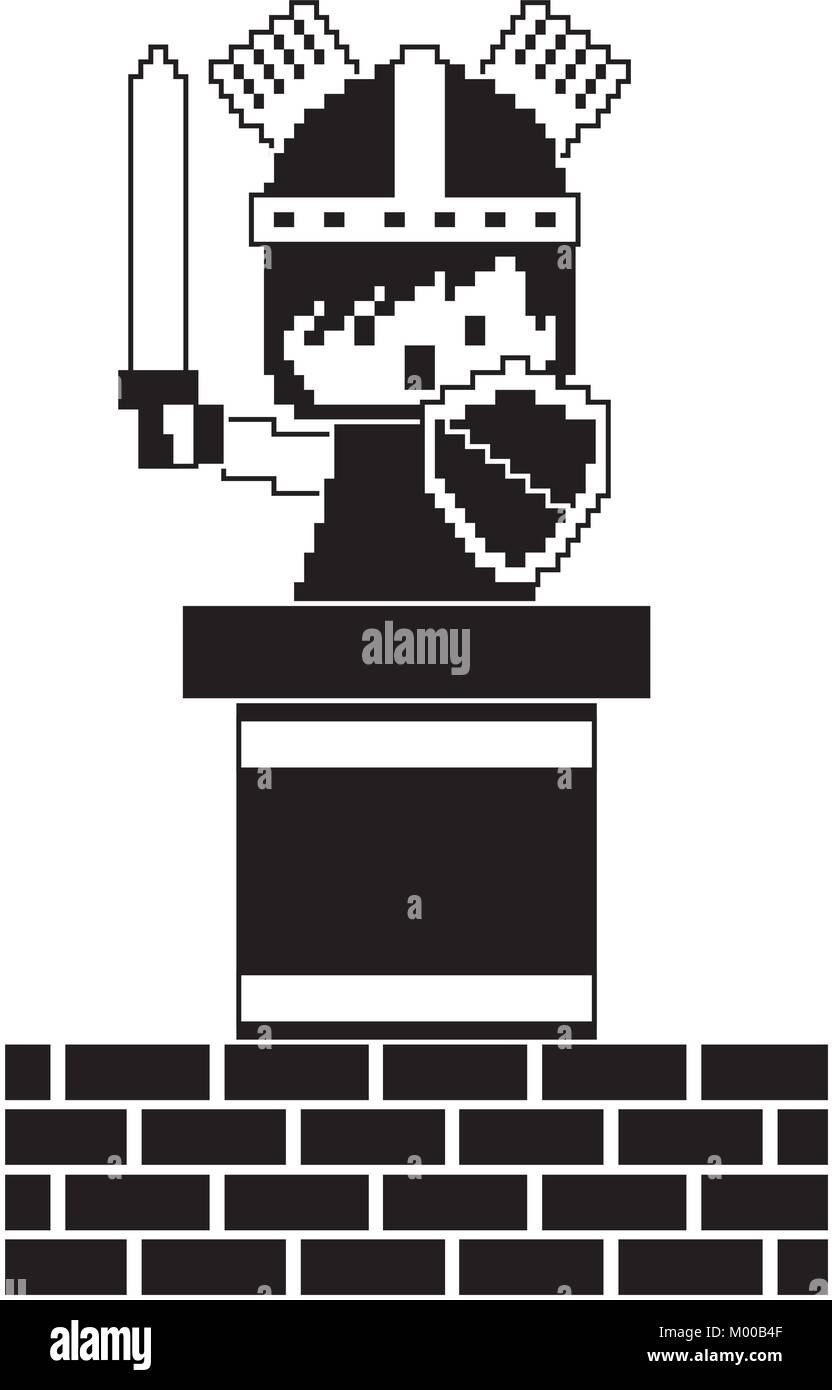 pixel character knight game wall brick Stock Vector Image & Art - Alamy