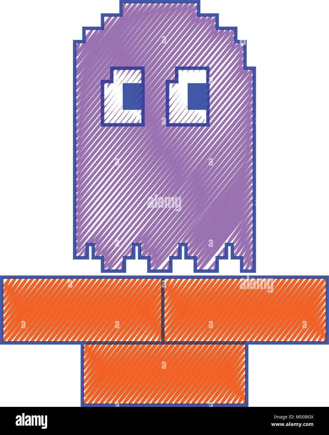 pixel ghost game play character arcade Stock Vector