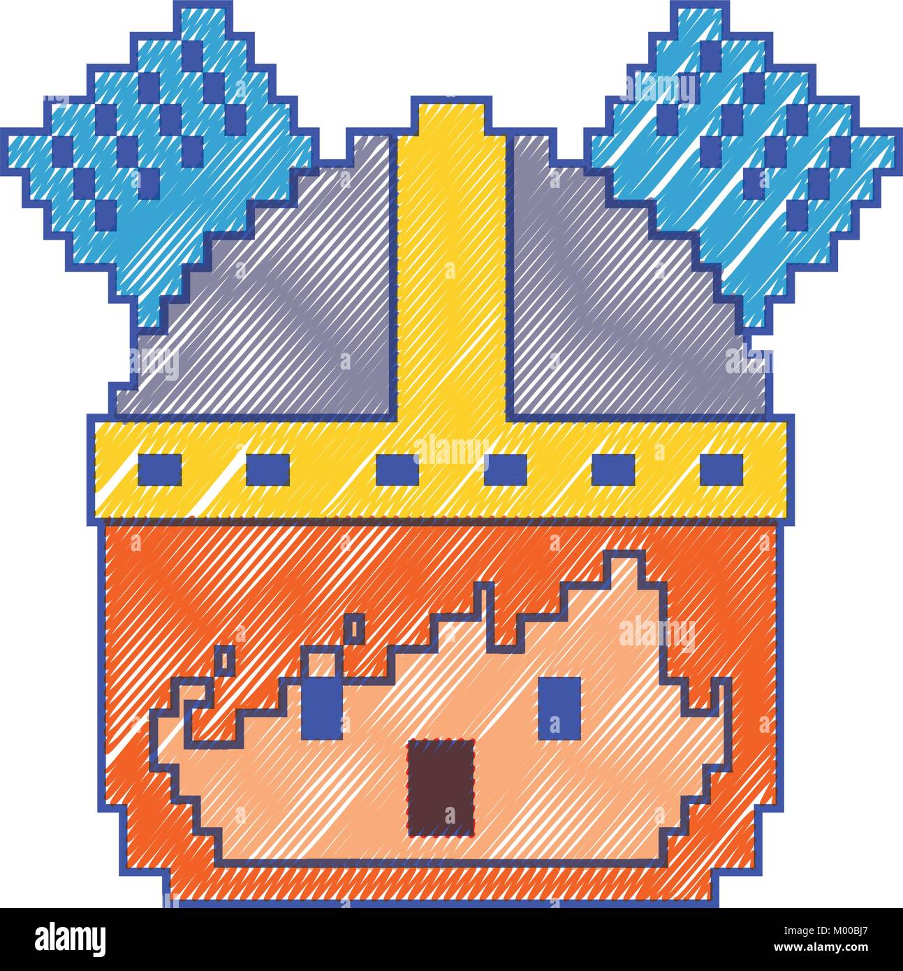 pixel character face knight with helmet game Stock Vector Image & Art ...