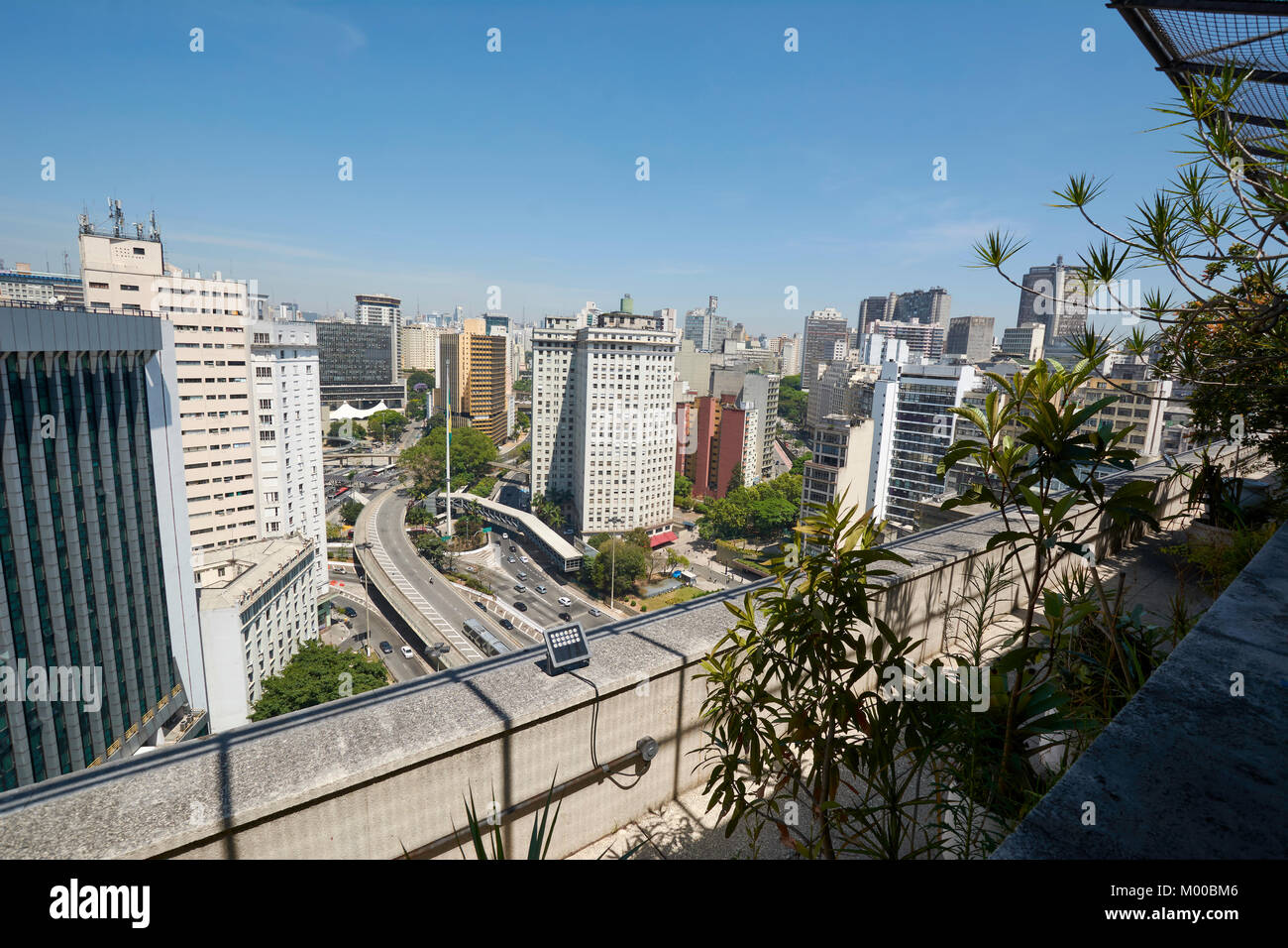 Aerial view of Sao Paulo city, offices buildings and residential buildings in downtown. Copan and Italy building  and Sao Paulo municipal council cham Stock Photo