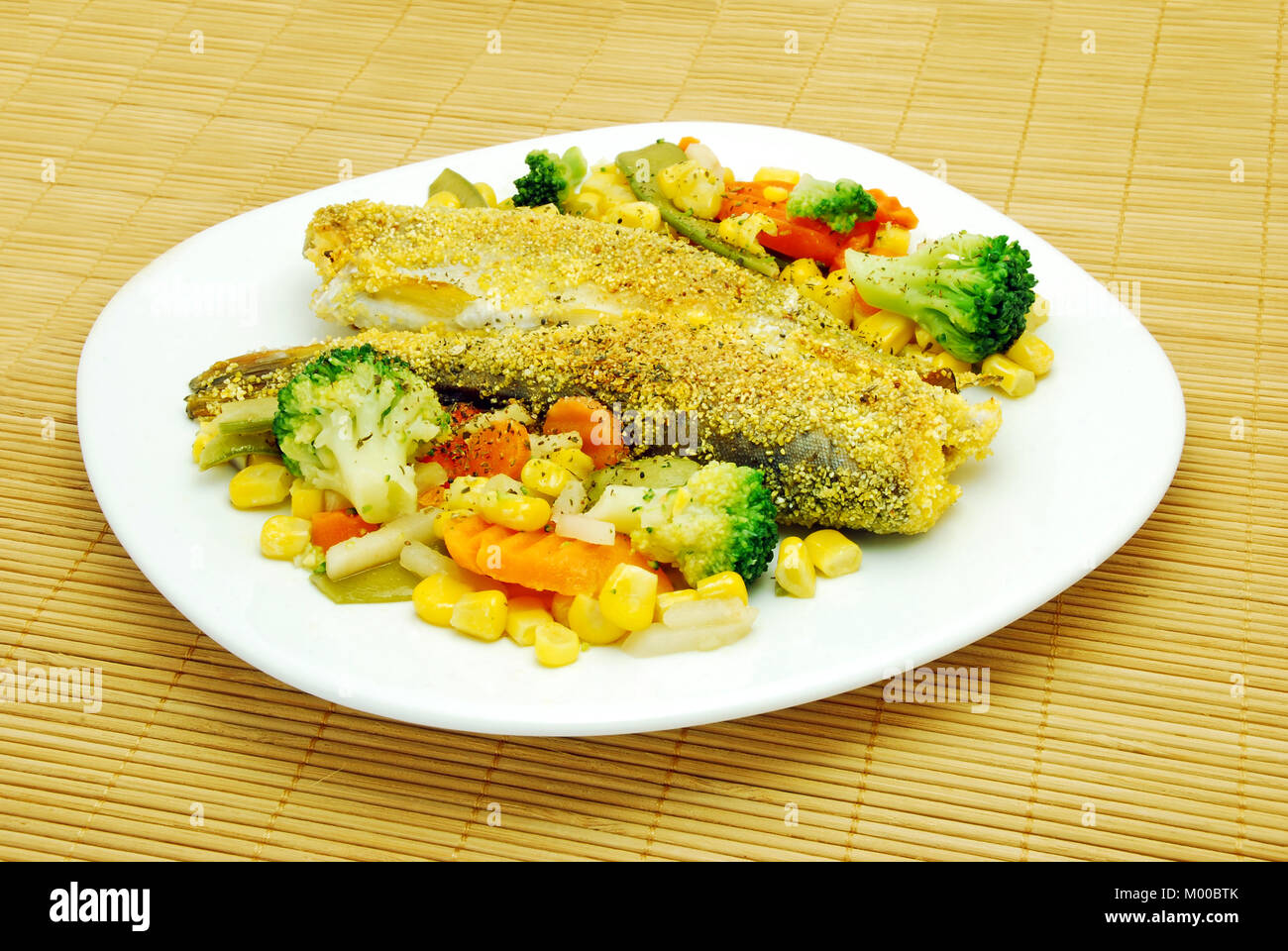rainbow trout and vegetables dish Stock Photo Alamy
