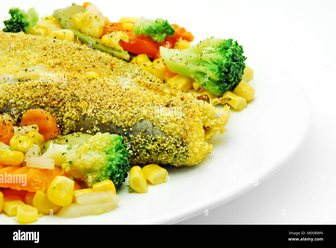 rainbow trout and vegetables dish Stock Photo - Alamy