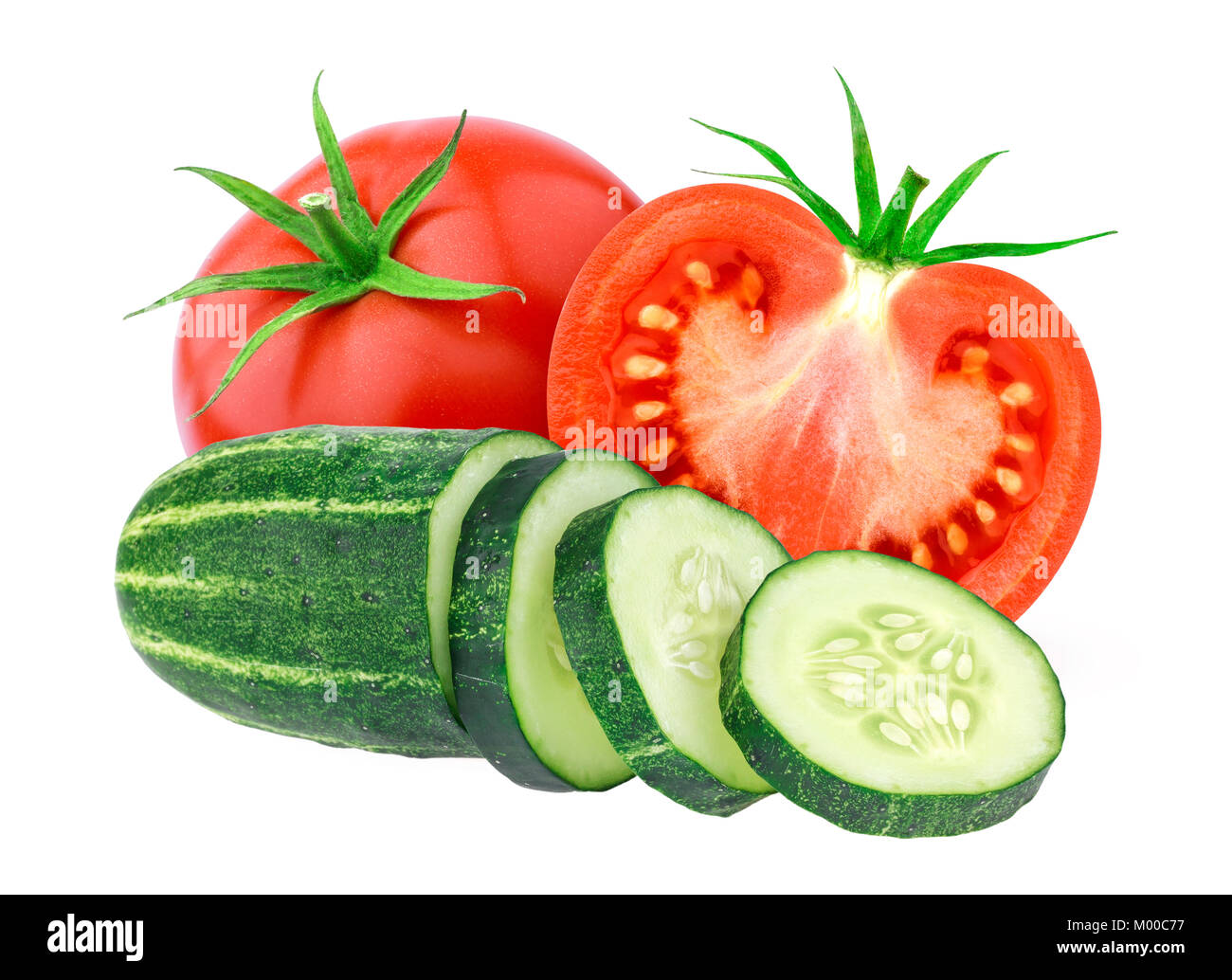 Tomato and cucumber isolated on white background Stock Photo - Alamy