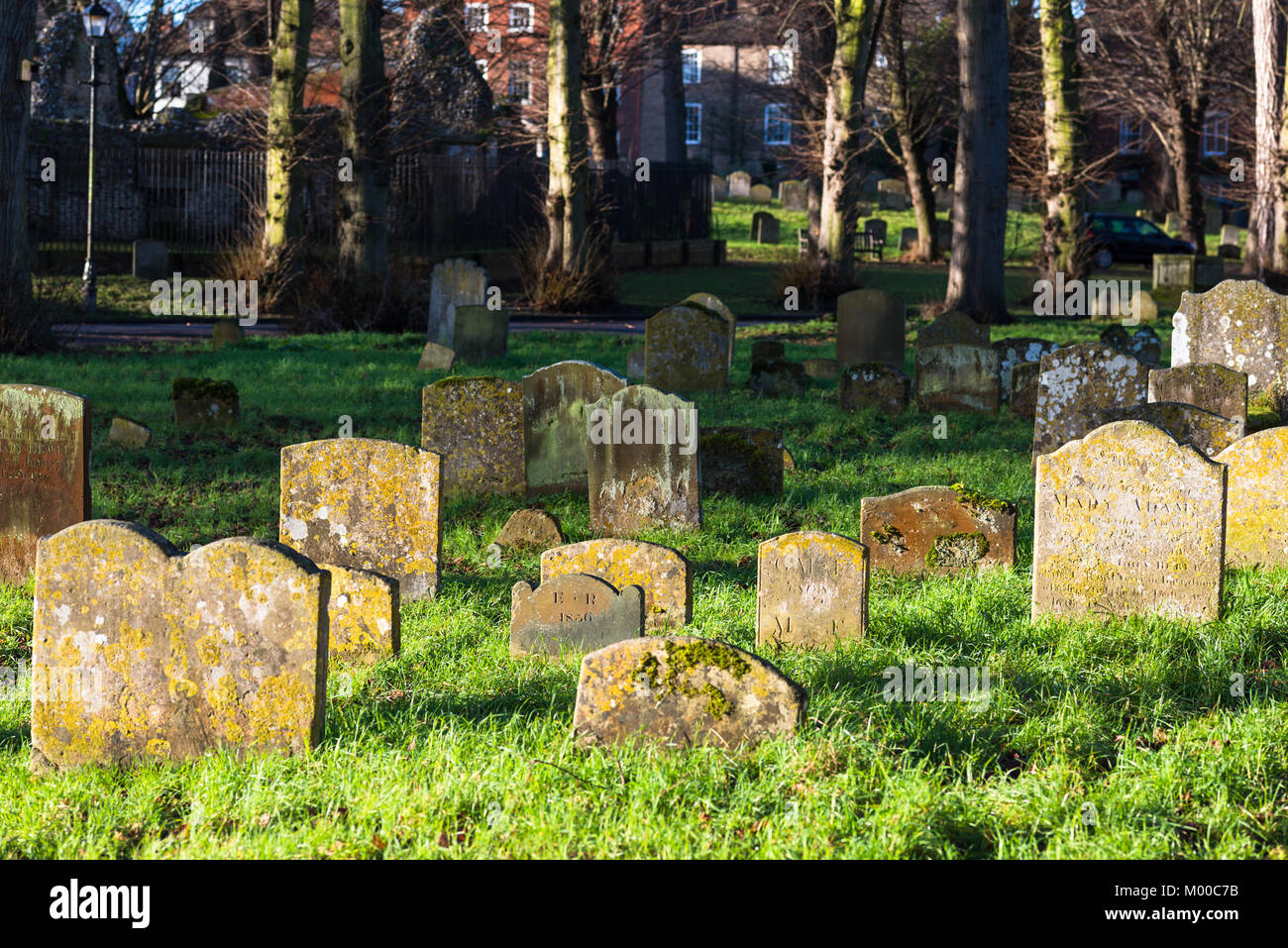 Ancient burial grounds at St Edmundsbury Cathedral and Abbey. Bury St Edmunds, Suffolk, East