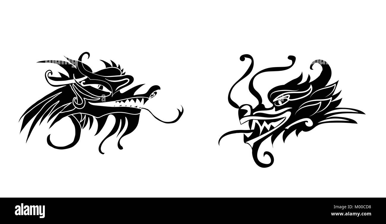 Evil dragon head. Artwork inspired with traditional Chinese and