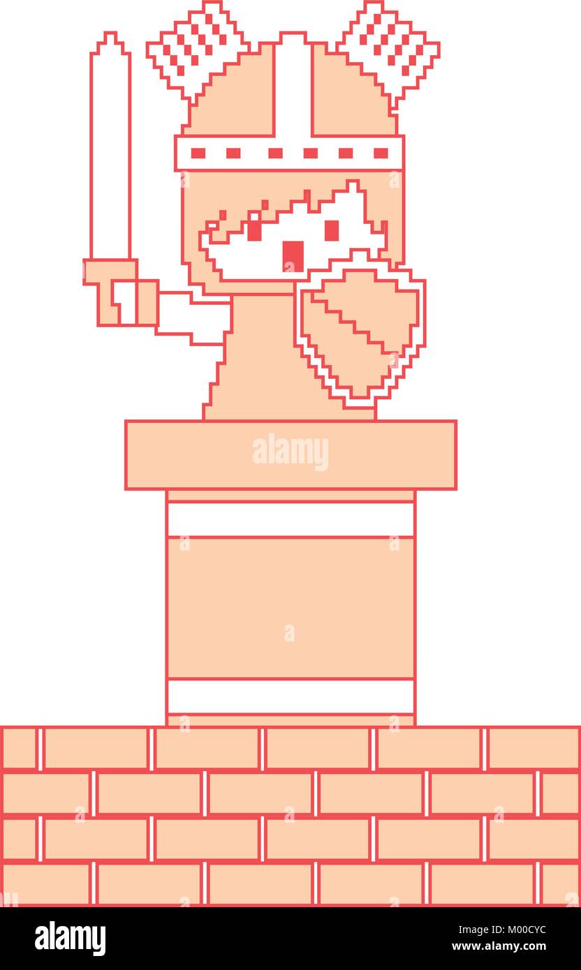 pixel character knight game wall brick Stock Vector Image & Art - Alamy