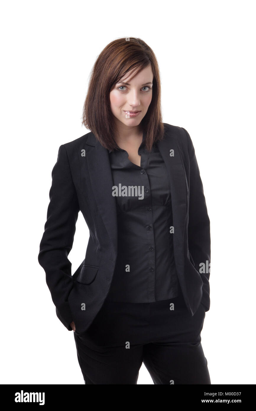 standinmg business woman shot in the studio on white background Stock ...