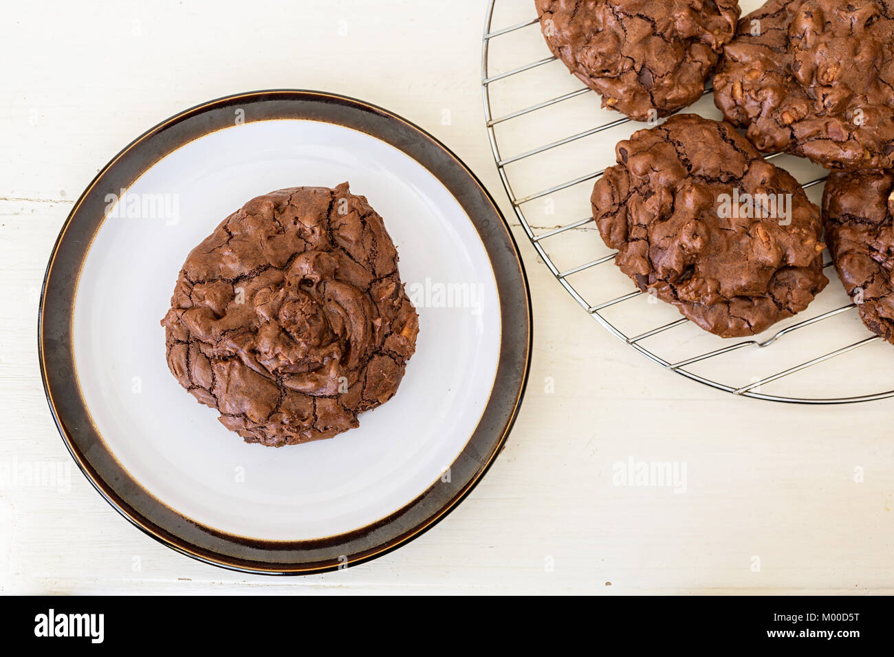 Homemade triple chocolate cookies Stock Photo Alamy