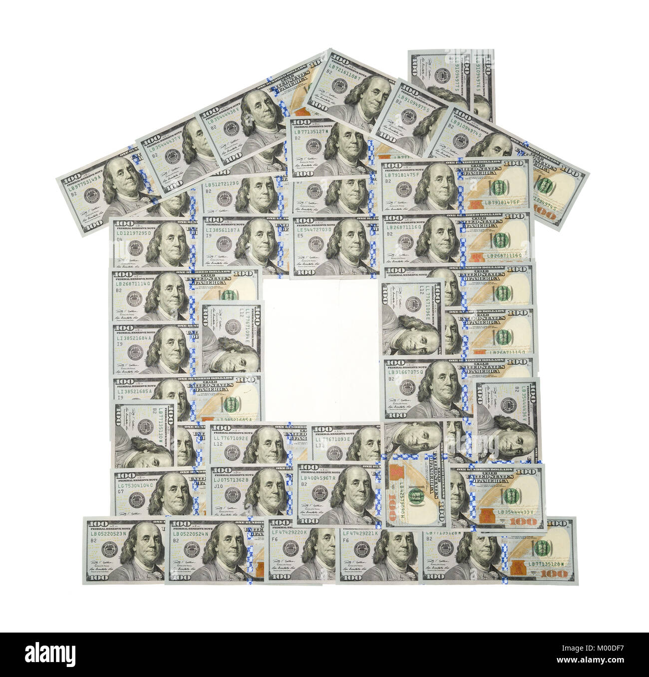 House of 100 US Dollars banknotes (new sample) Stock Photo