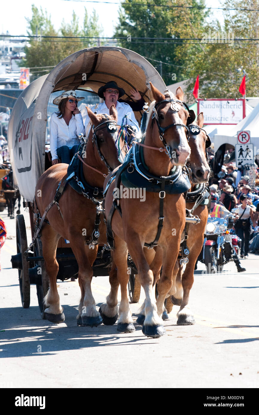 St-Tite, Canada, September 10, 2011.Horse drawn wagon at the St-Tite Western Festival.Credit:Mario Beauregard/Alamy Live News Stock Photo