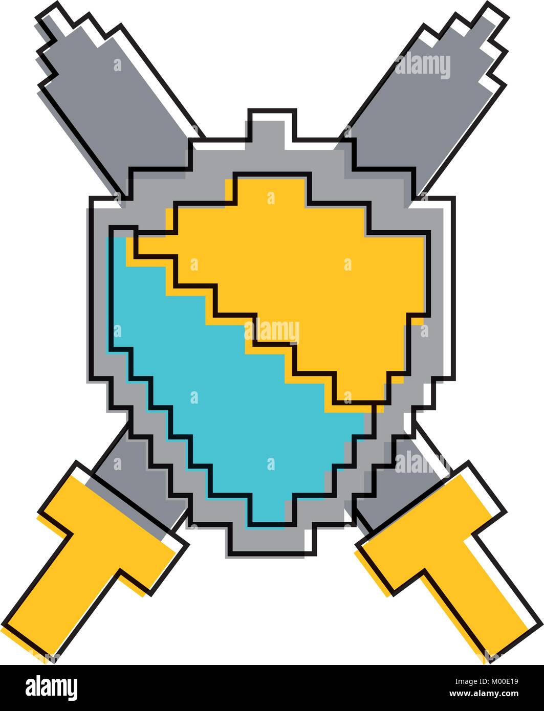 pixelated shield and swords video game Stock Vector Image & Art - Alamy