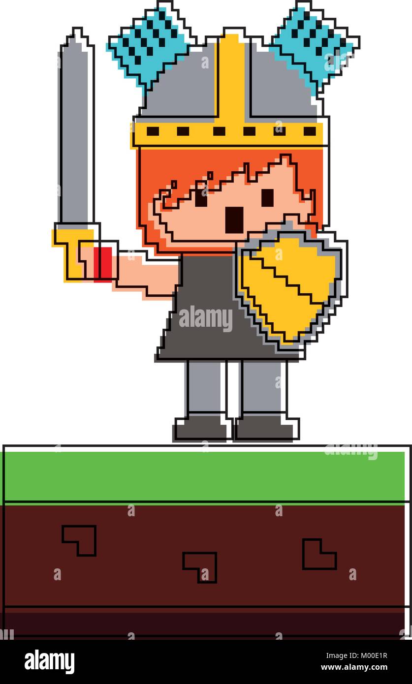 pixel character knight video game Stock Vector Image & Art - Alamy