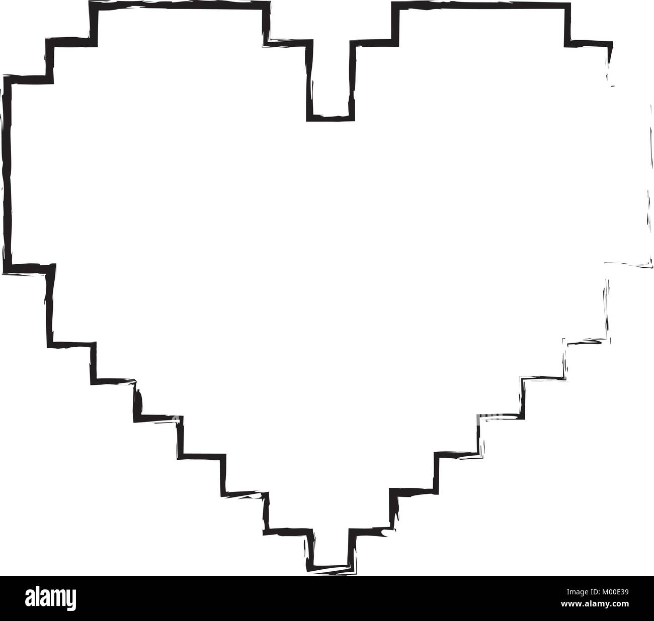 Vector pixel art heart shape Black and White Stock Photos & Images - Alamy