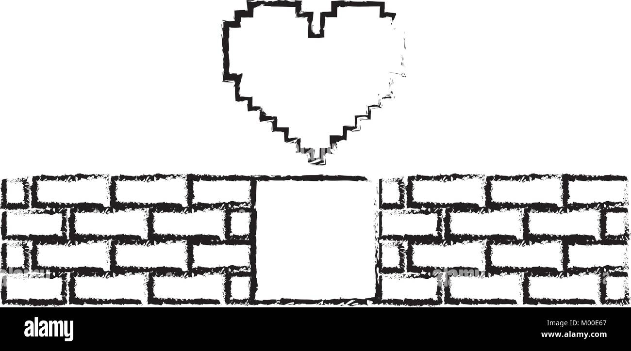 Pixel art game design heart Black and White Stock Photos & Images - Alamy