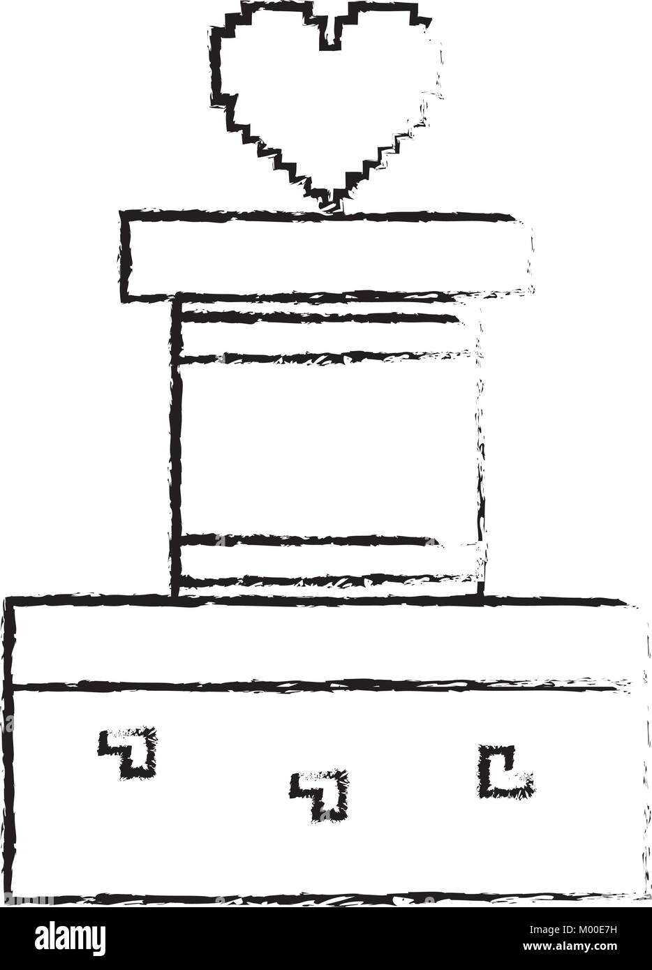 Pixel art game design heart Black and White Stock Photos & Images - Alamy