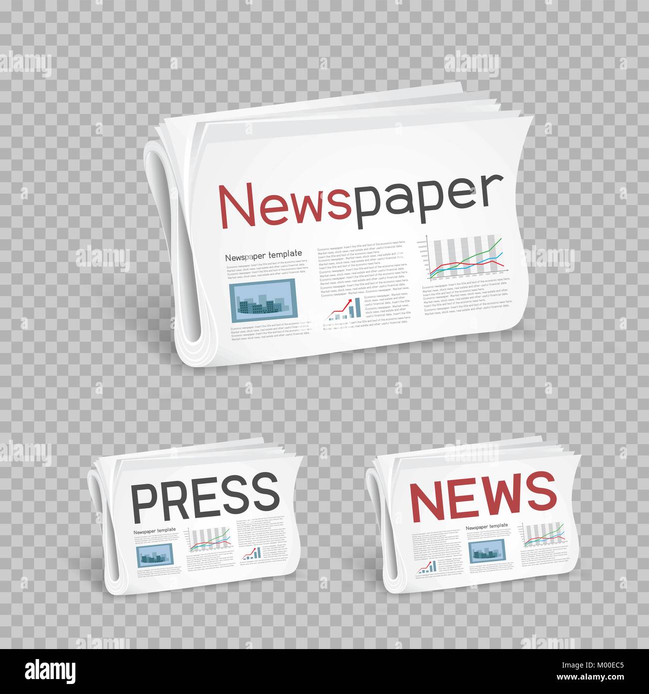 newspapers set transparent background Stock Vector