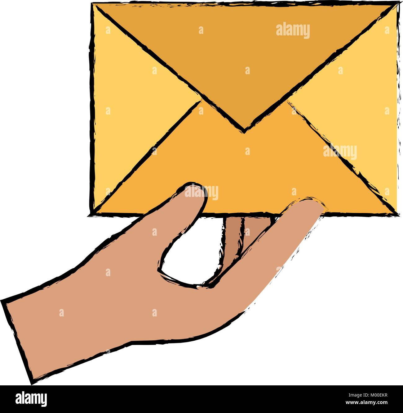 hand with mail envelope vector illustration design Stock Vector Image ...